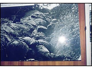 Picture on display at the Anzio Beachhead Museum showing the Sherwood Foresters in action during the battle.